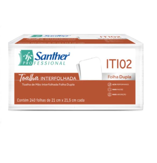 Papel Toalha Interfolhado Folha Dupla Santher